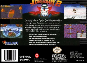 Aero the Acro-Bat 2 (USA) box cover back